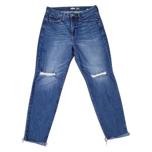 Old Navy O.G Straight High Rise Jeans Women's Size 8 Navy Wash Distressed